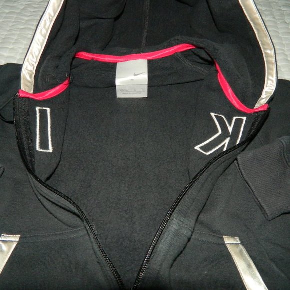 Vintage Nike Hoodie Track Jacket Dark Grey w/Satin Detail Trim , Med - Picture 6 of 10